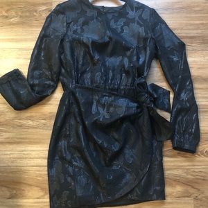 Black floral print mini dress